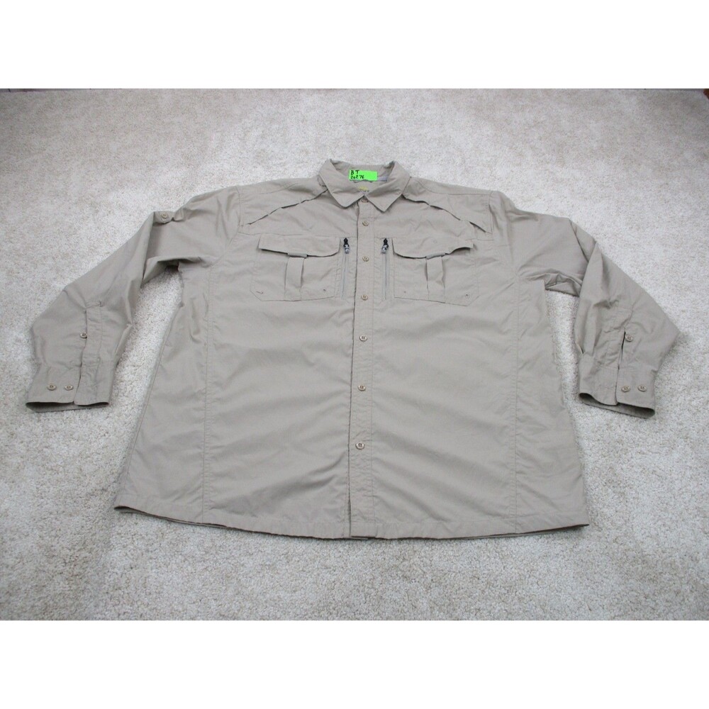 Cabelas Shirt Mens Large Brown Tan Guidewear Fishing Outdoors Casual Button Up